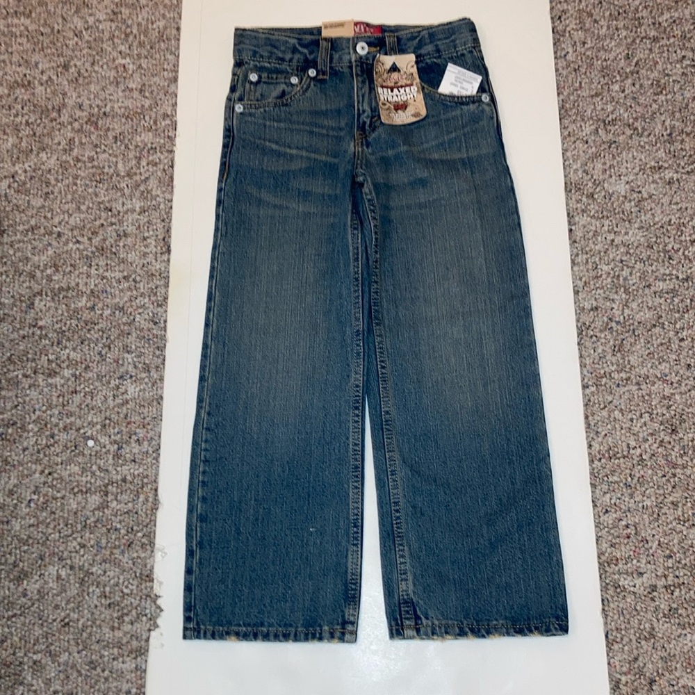 NWT Boys Levi 549 Relaxed Straight Blue Denim Jeans Adjustable Waist Sz 7X Slim